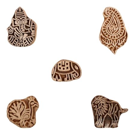 Set of 5 Piece New Mix Wooden Printing Block